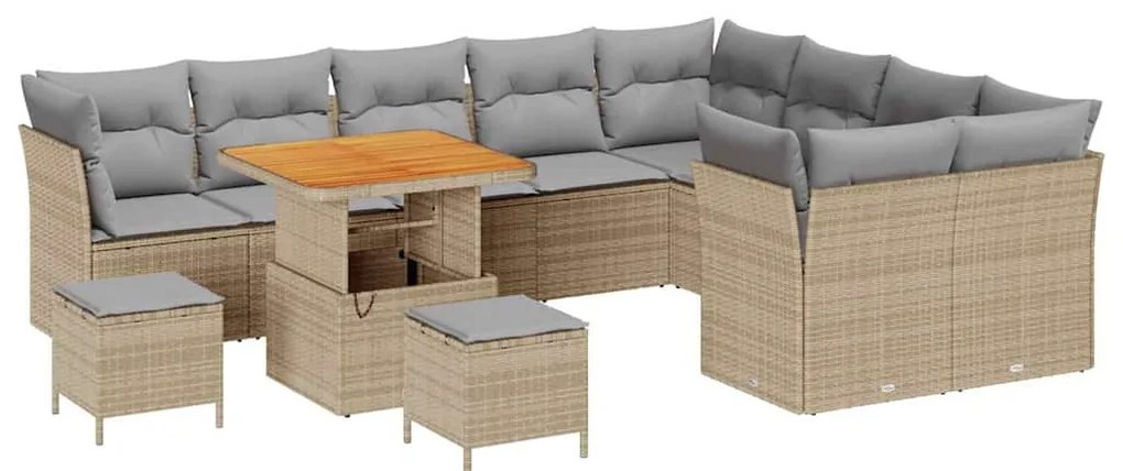 vidaXL Σετ Καναπέ Κήπου 12 pcs Μπεζ συνθετικό ρατάν