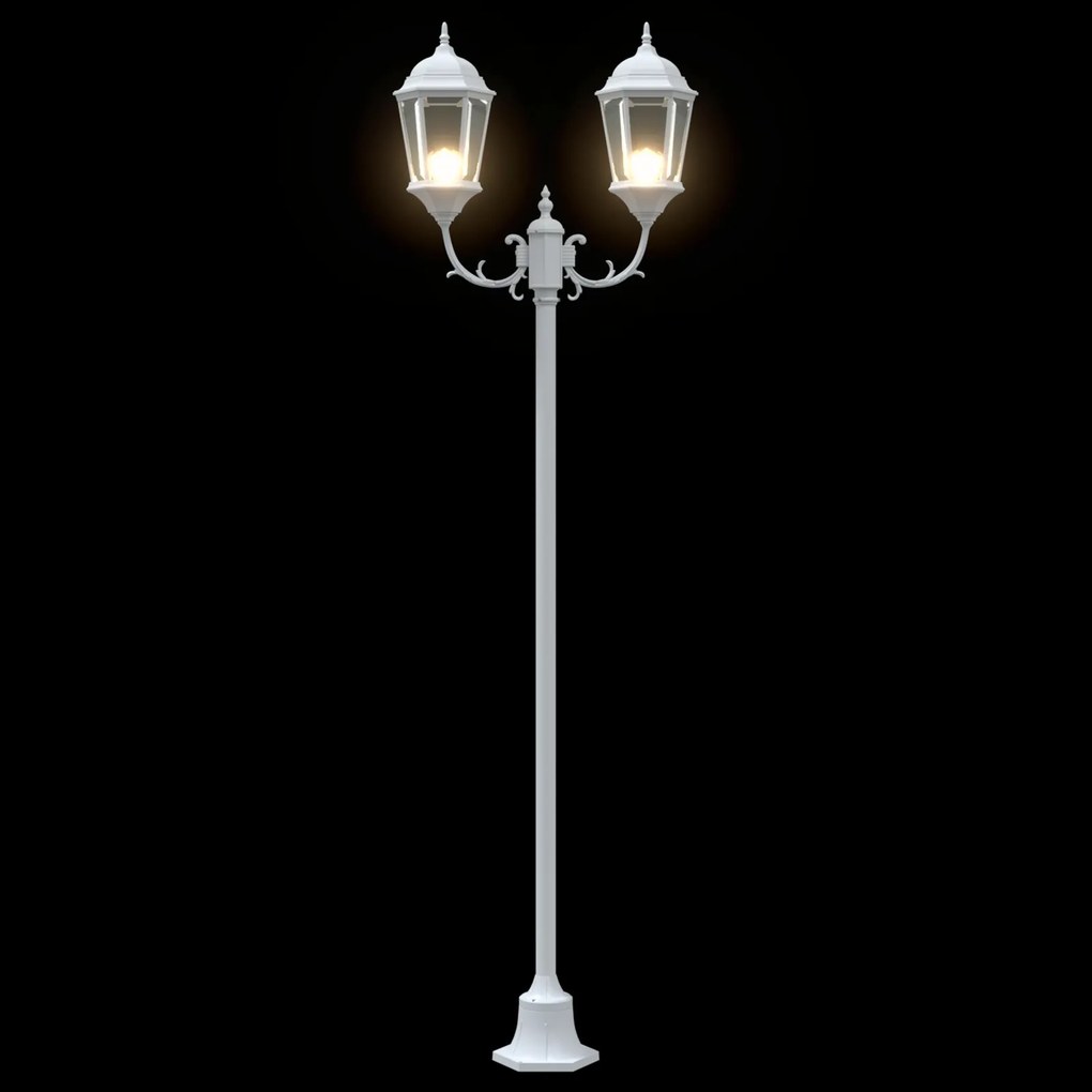 vidaXL Φωτιστικό Κήπου Πόλου 2-Lamp E27 Λευκό 220 εκ Αλουμίνιο