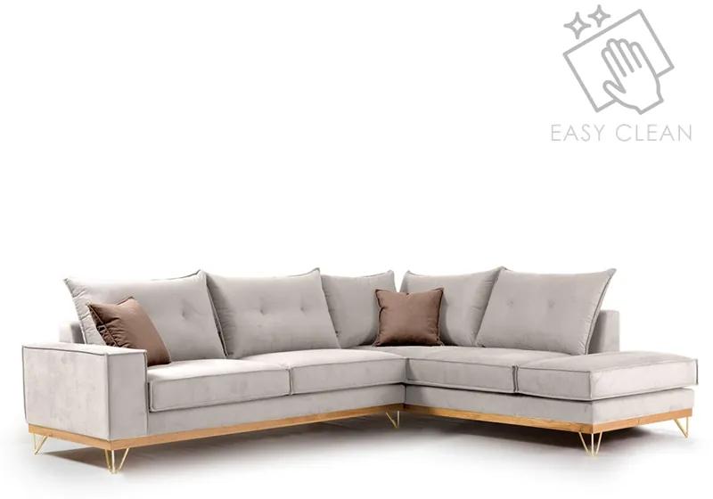 Γωνιακός καναπές αριστερή γωνία Luxury II ύφασμα cream-mocha 290x235x95εκ Υλικό: FABRIC 168-000015