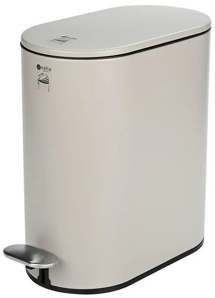 Estia Χαρτοδοχείο - Κάδος Μπάνιου Soft Close Slim Oval 5lt Ματ Taupe 02-19129