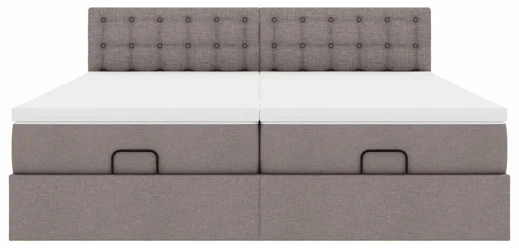 vidaXL Οθωμανικό κρεβάτι με στρώματα & LEDs Taupe 200x200cm ύφασμα