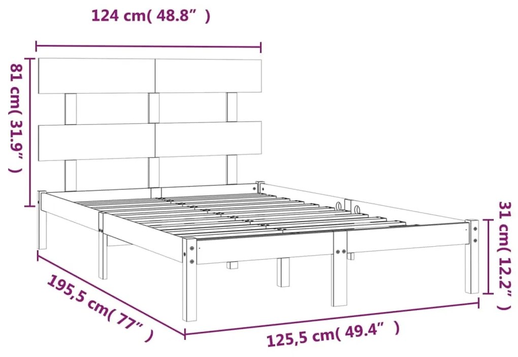 ΠΛΑΙΣΙΟ ΚΡΕΒΑΤΙΟΥ ΛΕΥΚΟ 120X190 ΕΚ. ΜΑΣΙΦ ΞΥΛΟ 4FT SMALL DOUBLE 3104644