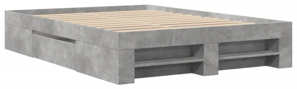 vidaXL Πλαίσιο Κρεβατιού Γκρι Σκυροδέματος 120x190 εκ. Επεξεργ. Ξύλο