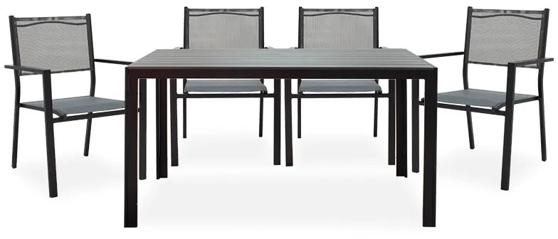 Intrahome Τραπεζαρία Nares-Moly σετ 5τεμ Intrahome αλουμίνιο μαύρο-textilene ανθρακί | SKU: INTRAPA-263111116