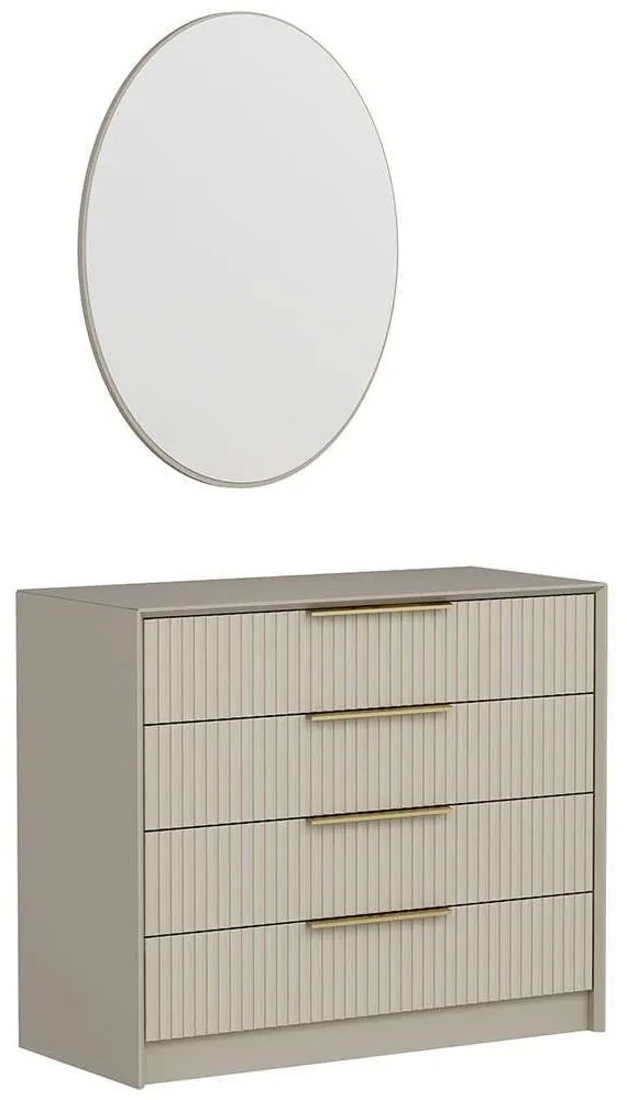 Τουαλέτα Με Καθρέπτη Kale Luxe (Σετ 2Τμχ) 506MNR1517 100x45x85cm Stone-Gold