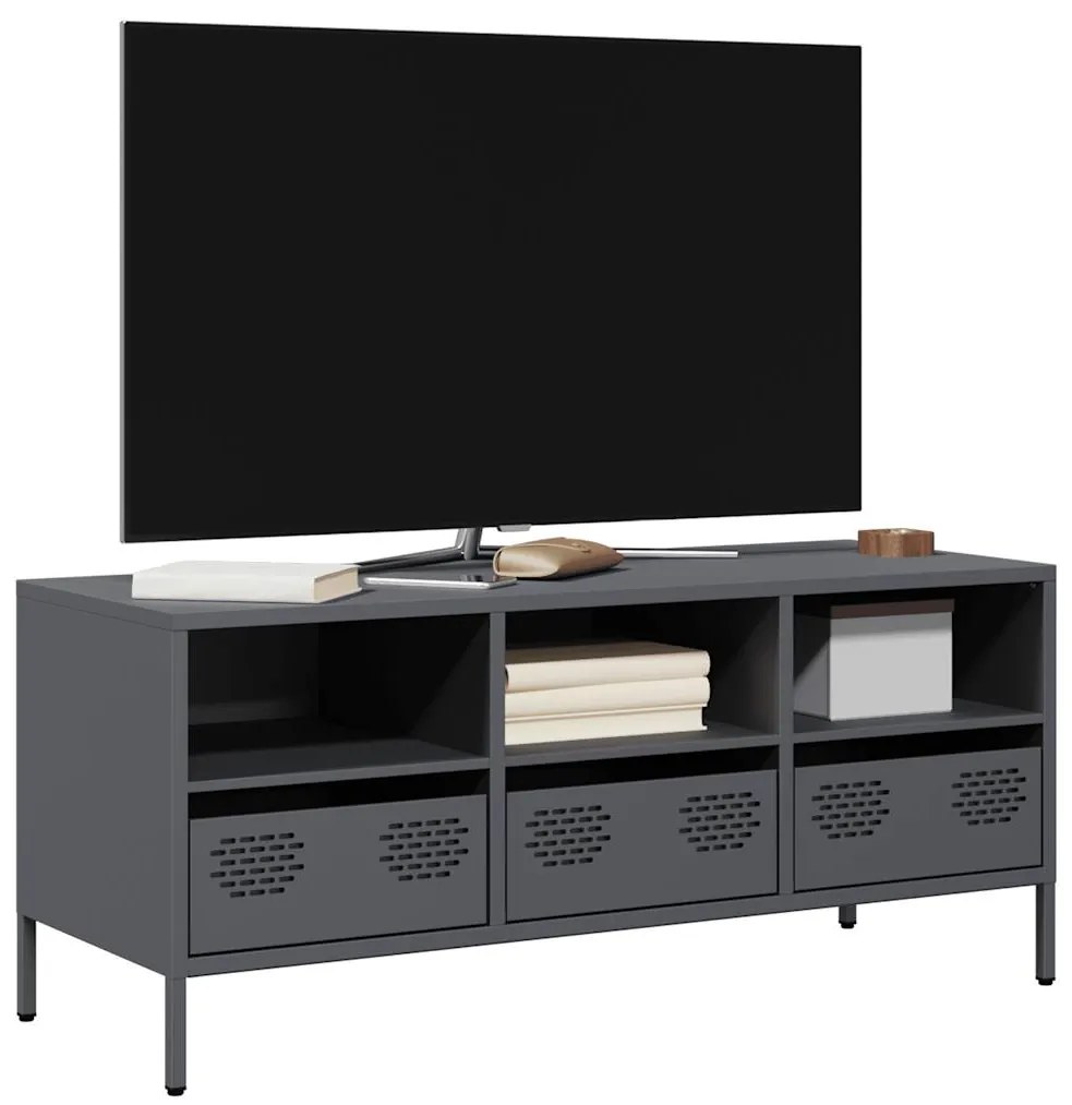 vidaXL Έπιπλο Τηλεόρασης Ανθρακί 101,5x39x43,5εκ. Ατσάλι Ψυχρής Έλασης