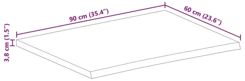 ΕΠΙΦΑΝΕΙΑ ΤΡΑΠΕΖΙΟΥ 90X60X3,8 ΕΚ. LIVE EDGE ΜΑΣΙΦ ΞΥΛΟ ΜΑΝΓΚΟ 370597