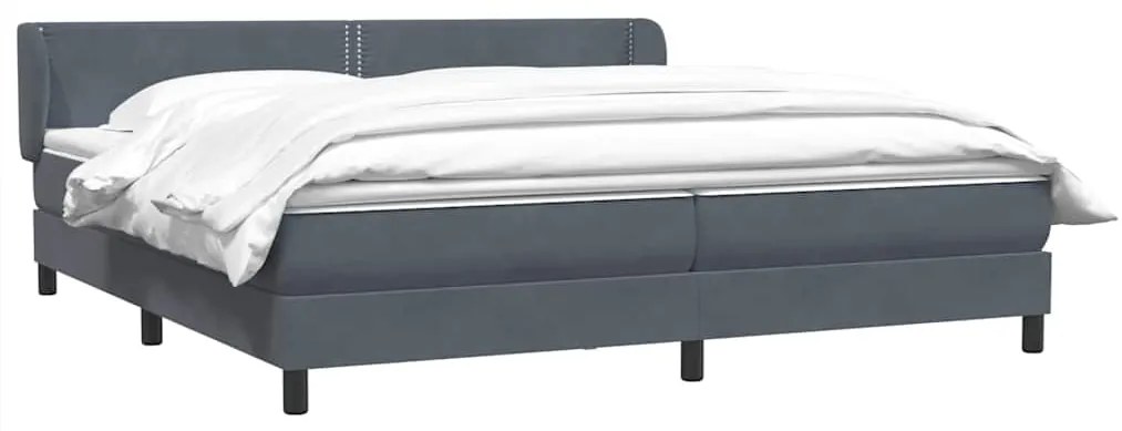 vidaXL Box Spring Κρεβάτι με στρώματα Σκούρο γκρι 200x220 cm Βελούδινο