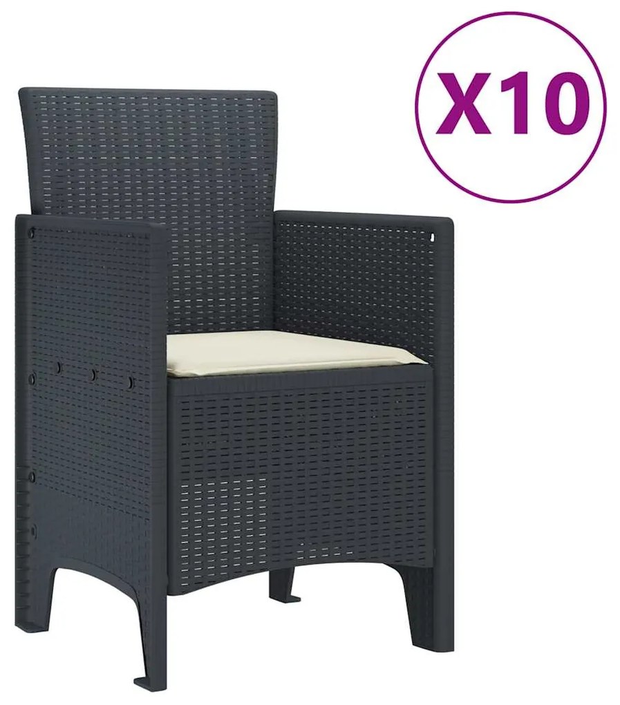 vidaXL Σέτ φαγητού για κήπο με μαξιλάρι 11 pcs Ανθρακί και Κρέμα