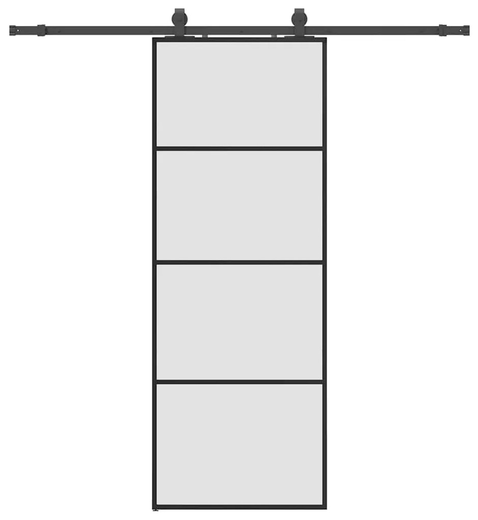 Συρόμενη Πόρτα με Μηχανισμό Μαύρο 76x205 εκ. Γυαλί ESG - Μαύρο