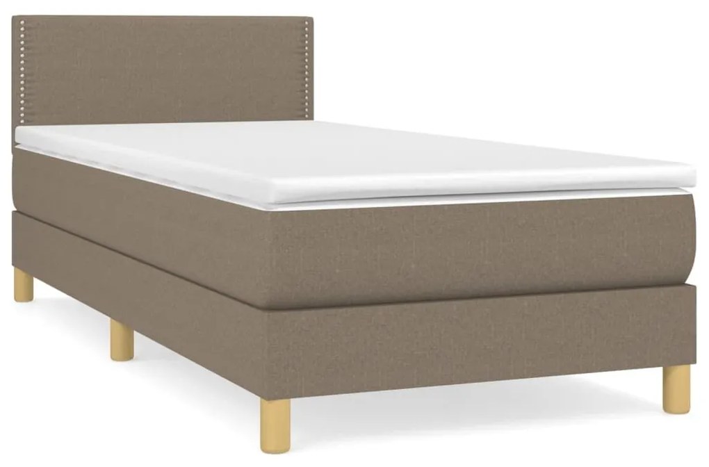 Κρεβάτι Boxspring με Στρώμα Taupe 80x200 εκ. Υφασμάτινο - Μπεζ-Γκρι