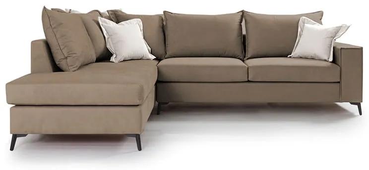 Γωνιακός καναπές δεξιά γωνία Romantic pakoworld ύφασμα mocha-cream 290x235x95εκ