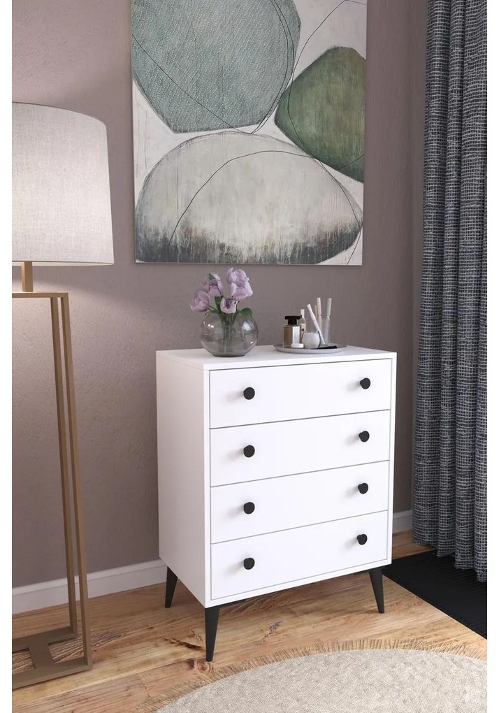 Συρταριέρα ArteLibre AMARI Λευκό Μοριοσανίδα 72x43x96cm