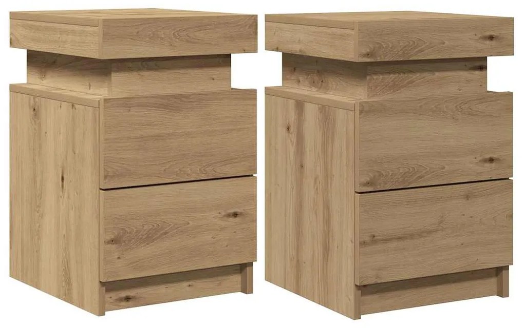 vidaXL Κομοδίνα 2 τεμ. Αρτισιανή Δρυς 35x39x55 εκ. από Επεξεργ. Ξύλο