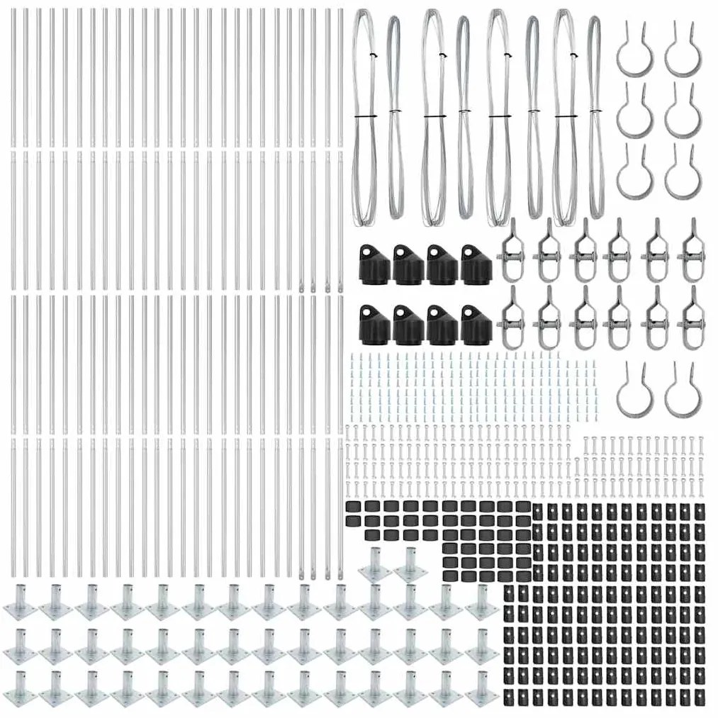vidaXL Στύλος Περιφράξεων 52 pcs Ασημί Μέγεθος: 3.2 x 3.2 x 83.5 εκ.