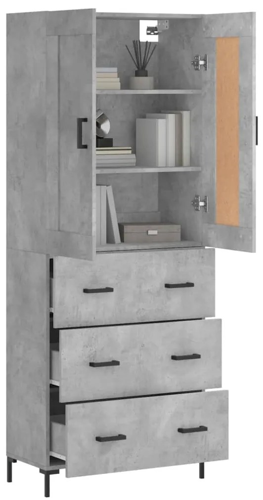 vidaXL Ντουλάπι Γκρι Σκυροδέματος 69,5x34x180 εκ. Επεξεργασμένο Ξύλο