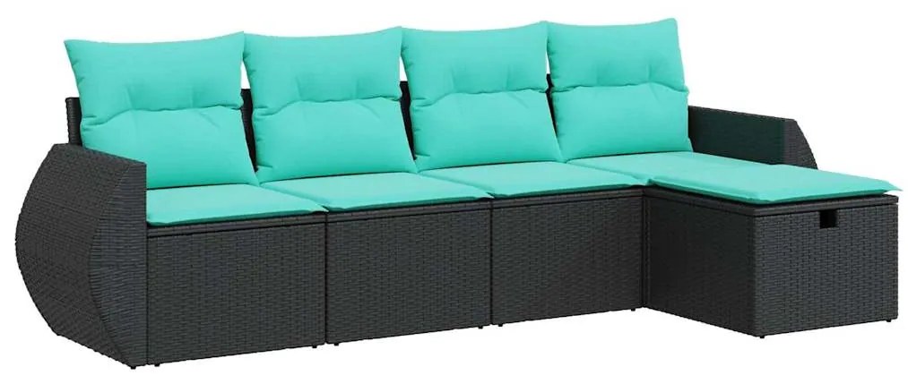 vidaXL Σετ Καναπέ Κήπου 5 Τεμαχίων Μαύρο Συνθετικό Ρατάν με Μαξιλάρια