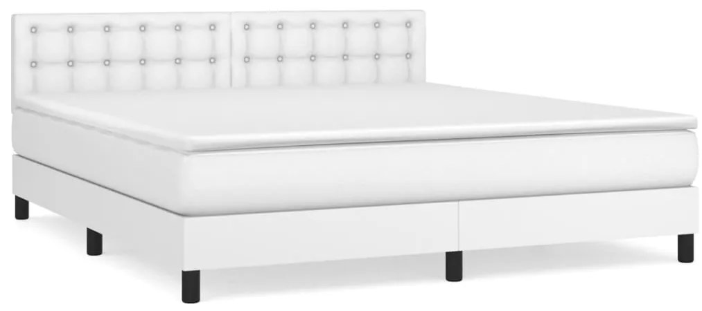 vidaXL Κρεβάτι Boxspring με Στρώμα Λευκό 180x200 εκ. Συνθετικό Δέρμα