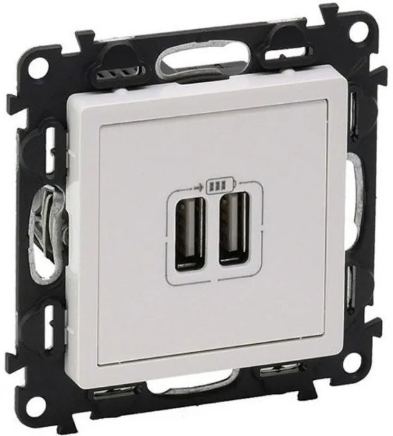 Πρίζα Φόρτισης USB Διπλή σε 3 χρώματα Valena Life Legrand-753112-Λευκό 753112