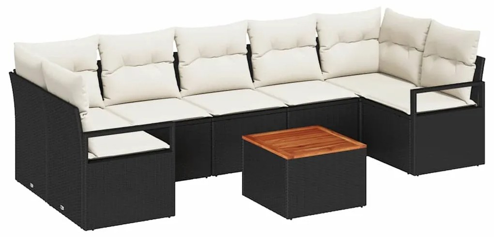 vidaXL Σετ Καναπέ Κήπου με μαξιλάρι 8 pcs Μαύρο Πολυ ράταν