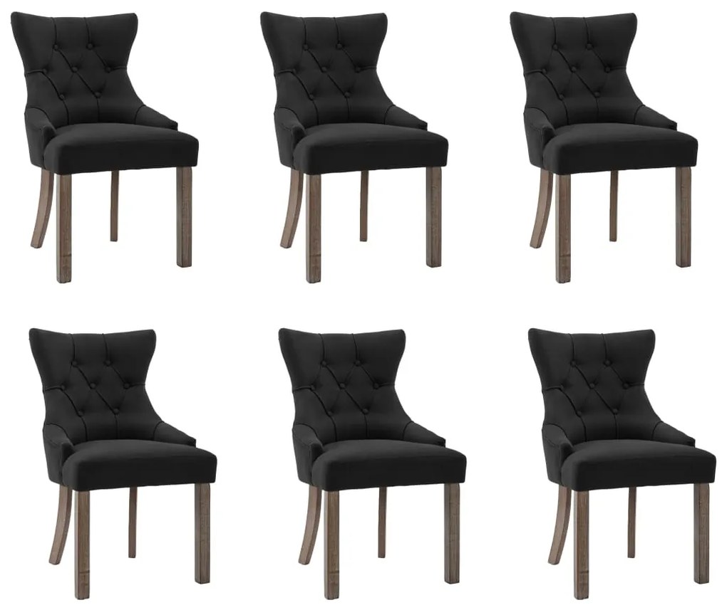 vidaXL Καρέκλες Τραπεζαρίας 6 τεμ. Μαύρες Υφασμάτινες