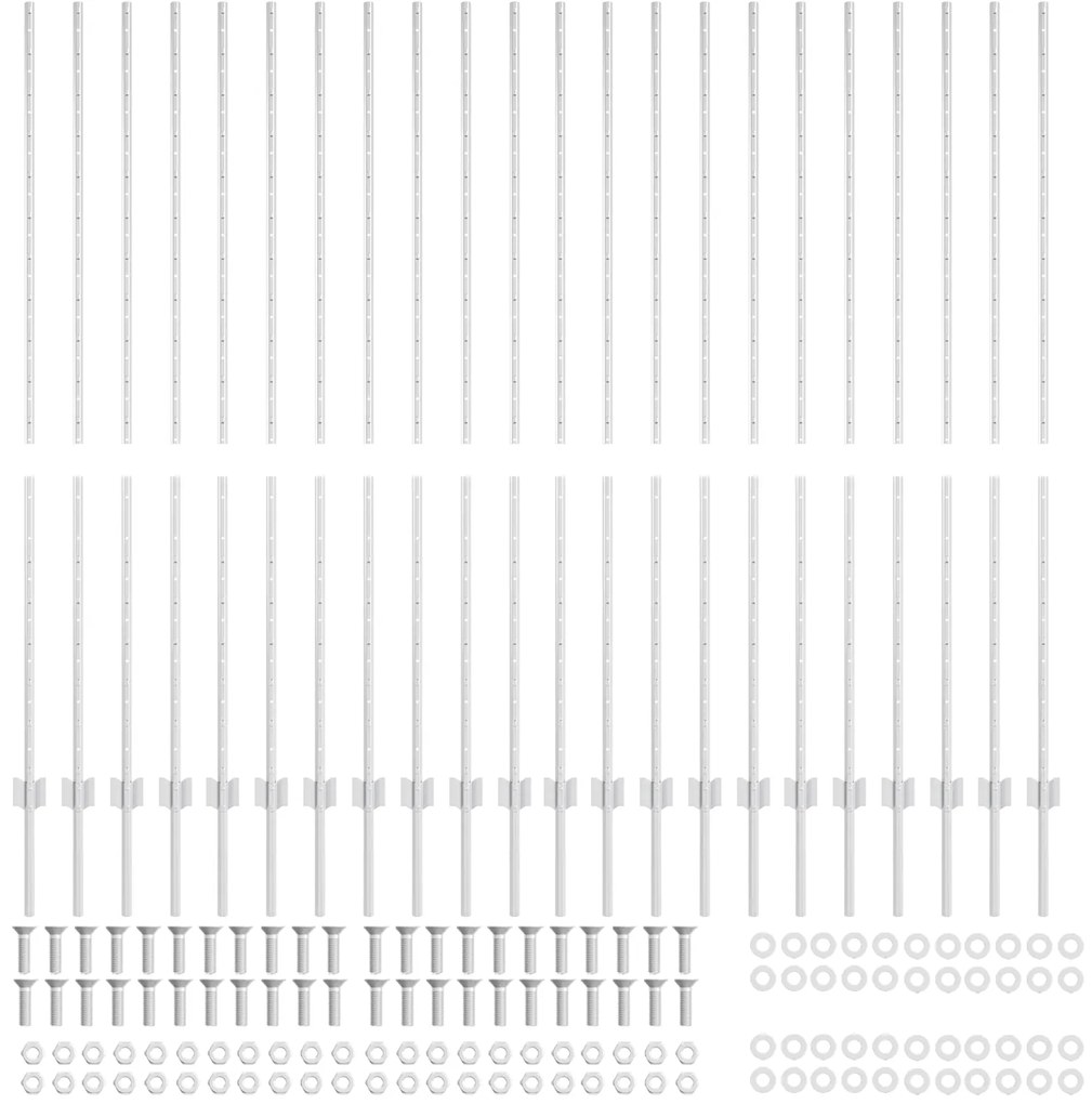vidaXL Πό posts φράχτη 44 pcs Ασημί Ύψος 150 εκ. Επικαλυμμένος Χάλυβας