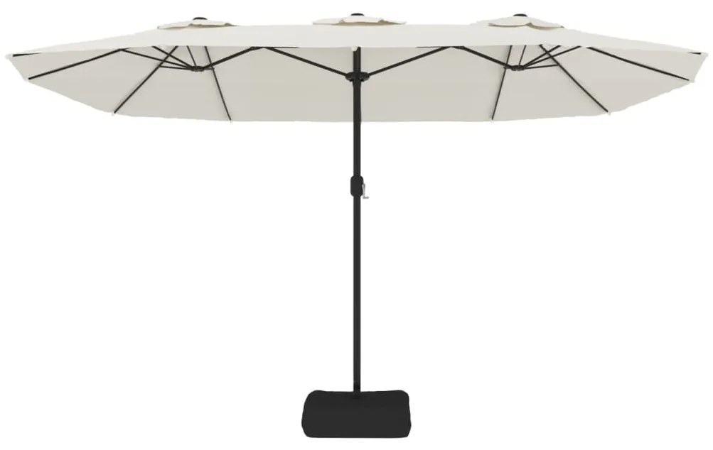 vidaXL Ομπρέλα Κήπου με Διπλή Κορυφή με LED Χρ. Λευκό Άμμου 449x265εκ.