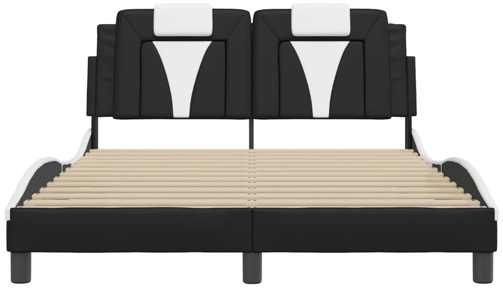 vidaXL Σκελετός Κρεβατιού Viana Χωρίς Στρώμα Μαύρο/Λευκό 140x190εκ.Συνθ. Δέρμα