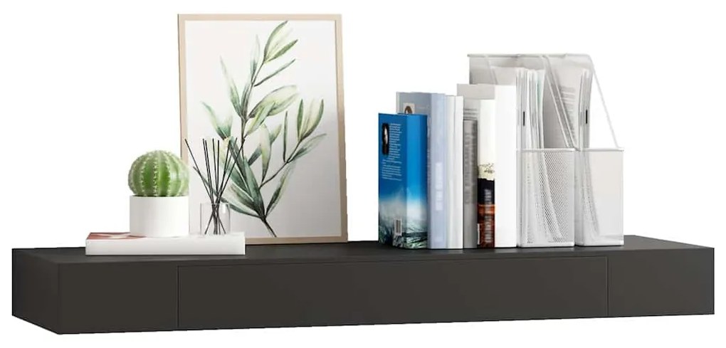 vidaXL Ράφι Τοίχου με Συρτάρι Μαύρο 80 x 25 x 8 εκ. MDF