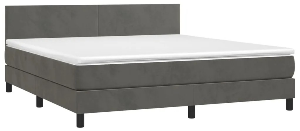 vidaXL Κρεβάτι Boxspring με Στρώμα Σκούρο Γκρι 180x200 εκ. Βελούδινο