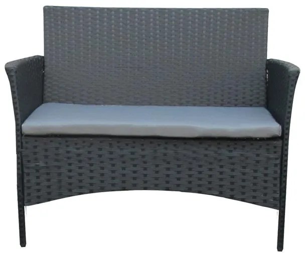 Σαλόνι κήπου Calmness σετ 4τμχ rattan μαύρο-ύφασμα γκρι 104x55.5x79 εκ.