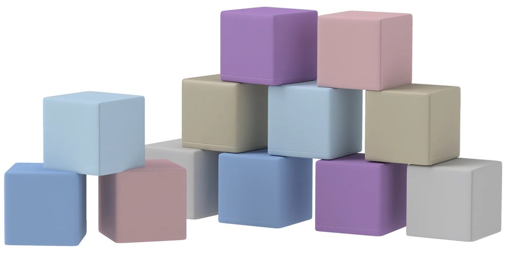 HOMCOM Μαλακά Τουβλάκια, 12 Κύβοι á 20 x 20 x 20 cm, Εύκολα στο Καθάρισμα, Ασφαλή για Παιδιά, για 1-3 ετών, Τεχνητό Δέρμα