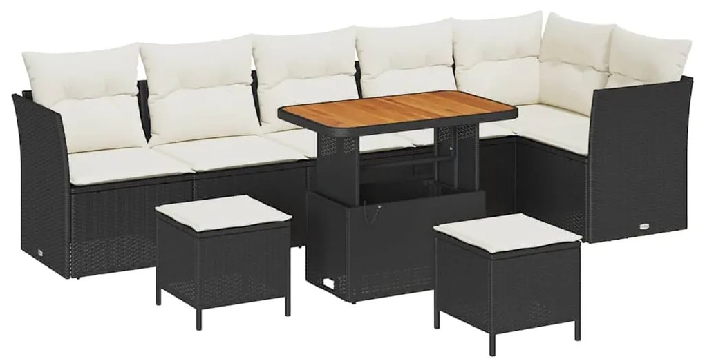 vidaXL Σετ Καναπέ Κήπου 9 pcs Μαύρο συνθετικό ρατάν