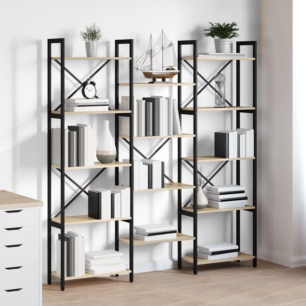 vidaXL Ράφι Βιβλίων Sonoma Δρυς 156 x 25 x 167.5 εκ Επεξεργασμένο ξύλο