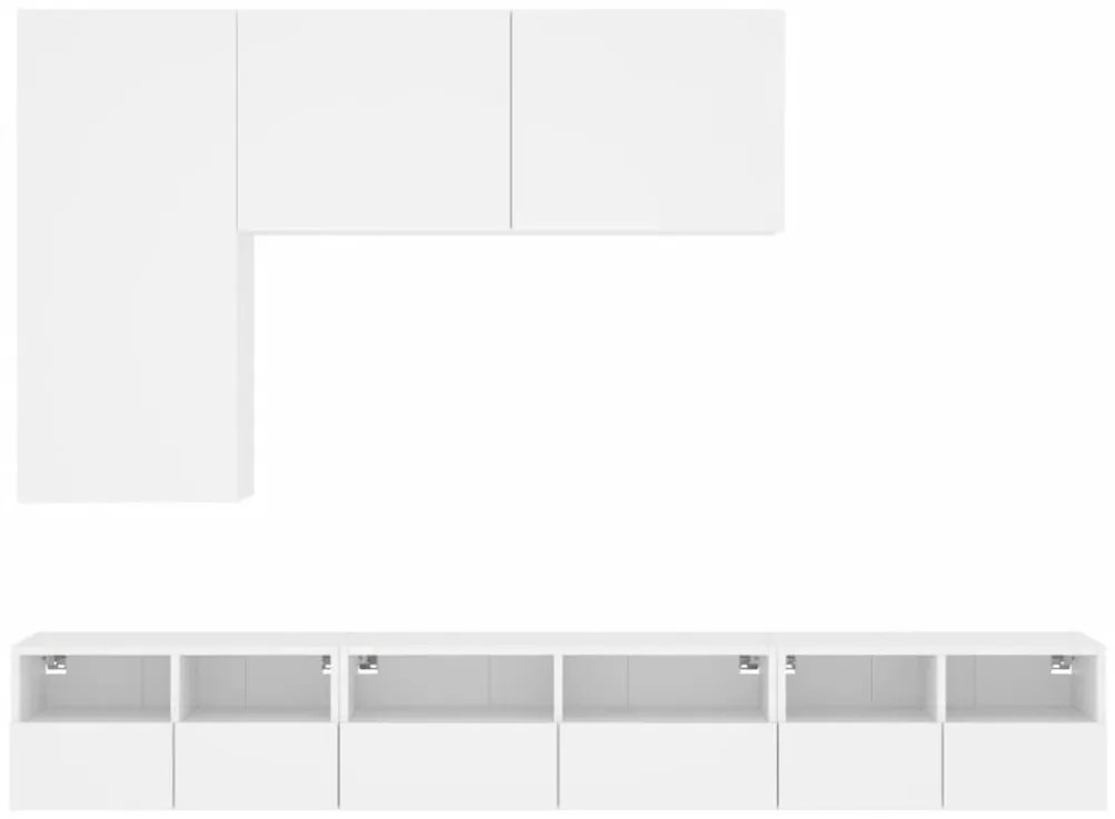 Ντουλάπια Τηλεόρασης Τοίχου 5 τεμ. Λευκά από Επεξεργασμένο Ξύλο - Λευκό