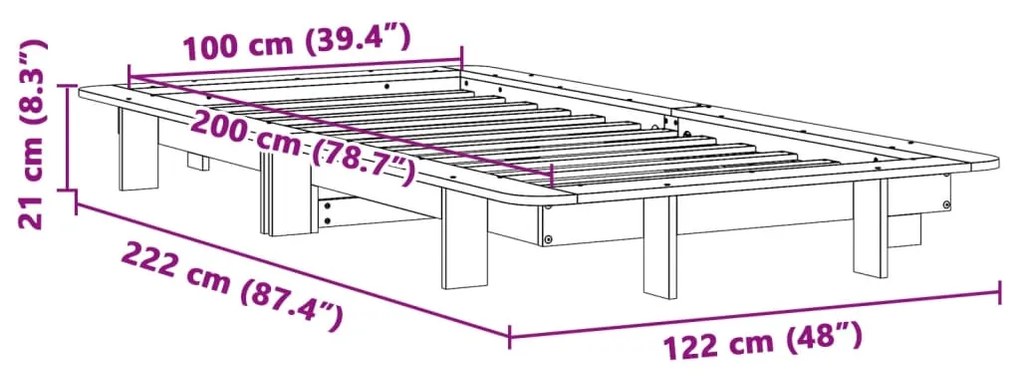 ΣΚΕΛΕΤΟΣ ΚΡΕΒ. ΧΩΡΙΣ ΣΤΡΩΜΑ ΚΑΦΕ ΚΕΡΙΟΥ 100X200 ΕΚ ΜΑΣΙΦ ΠΕΥΚΟ 850667