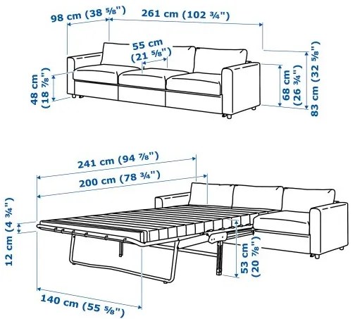 VIMLE τριθέσιος καναπές-κρεβάτι 795.452.77