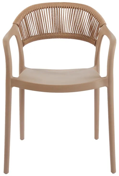 Πολυθρόνα Ankara pakoworld στοιβαζόμενη pp-pe rattan σε μόκα-φυσική απόχρωση 54x55.5x77εκ