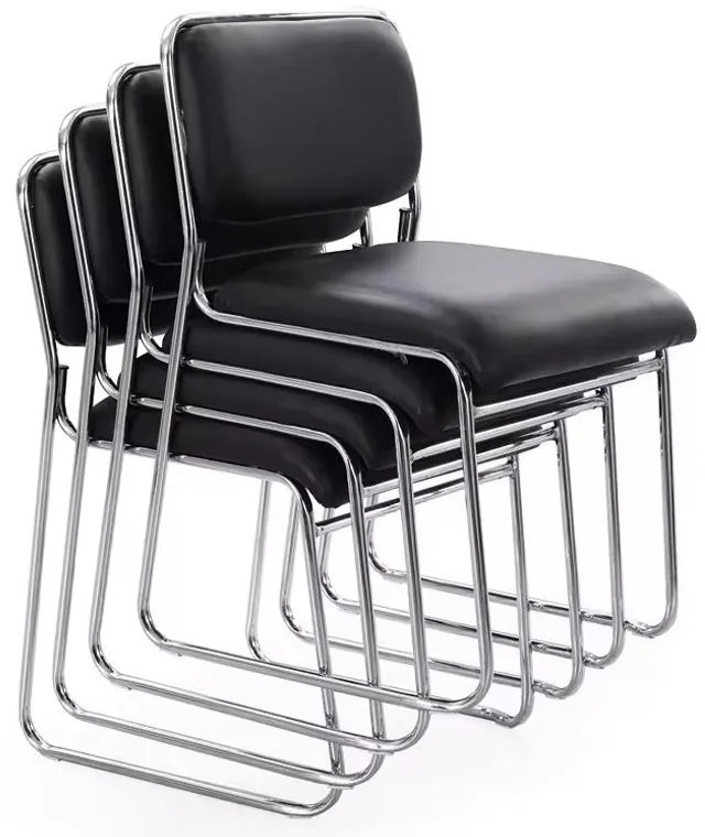 Καρέκλα επισκέπτη στοιβαζόμενη Randin μαύρο pu-πόδι χρωμίου 42x44x77εκ 42x44x77 εκ.