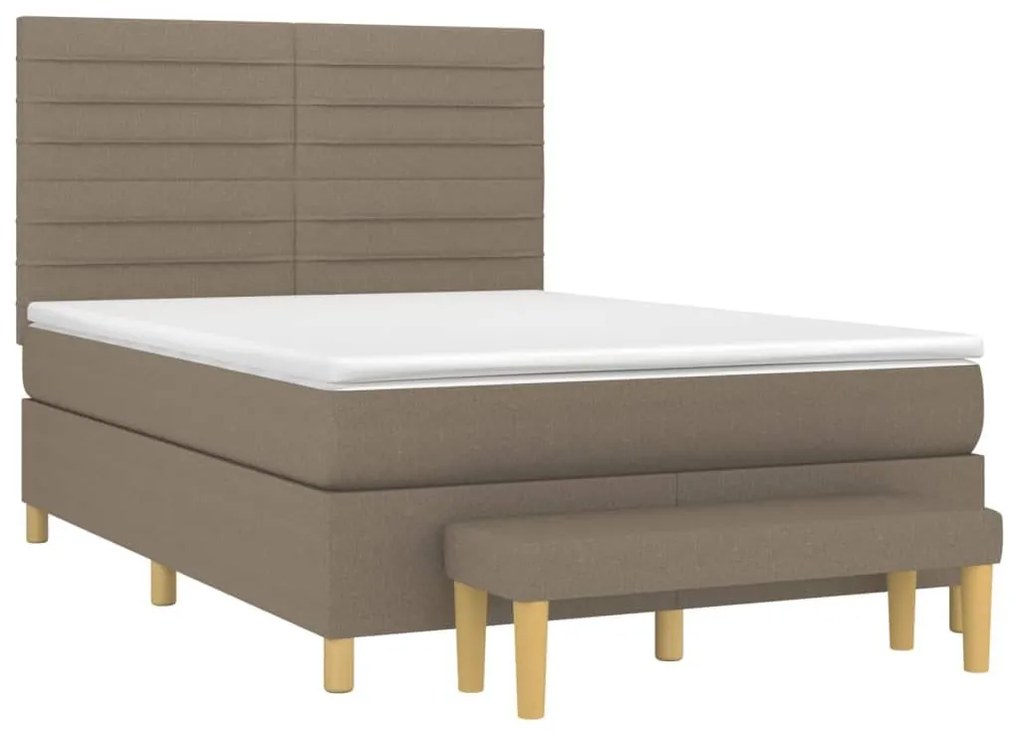 Κρεβάτι Boxspring με Στρώμα Taupe 140x190 εκ. Υφασμάτινο - Μπεζ-Γκρι