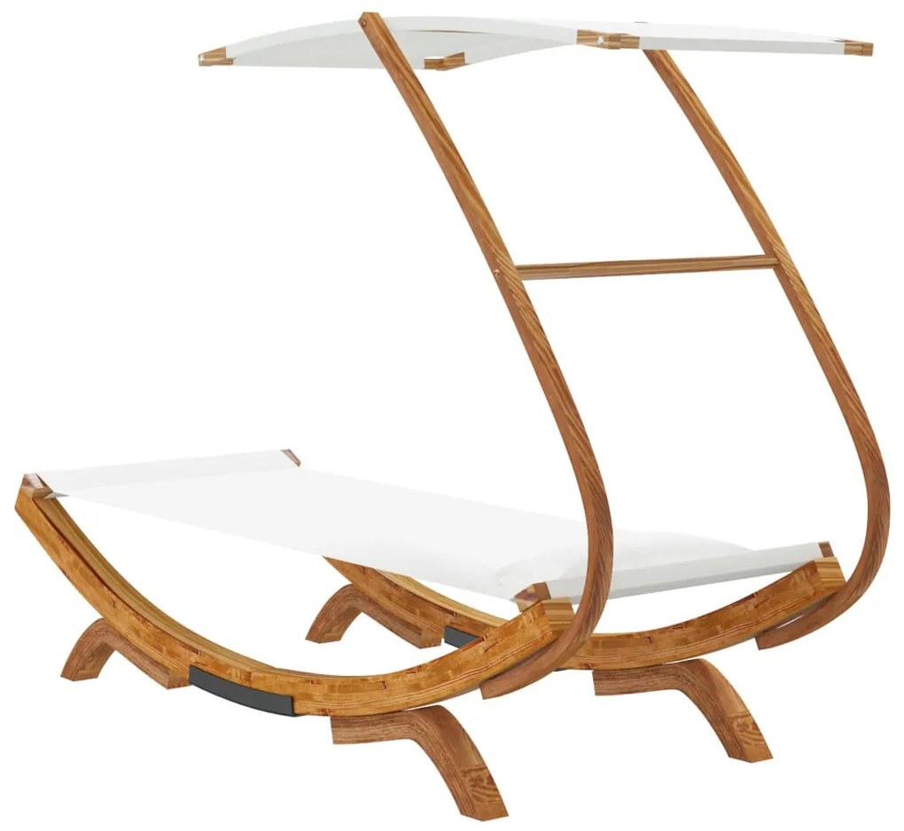 vidaXL Ξαπλώστρα ΕξΧώρου Κρεμ 100x190x134εκ Μασίφ Λυγισμένο Ξύλο Τέντα