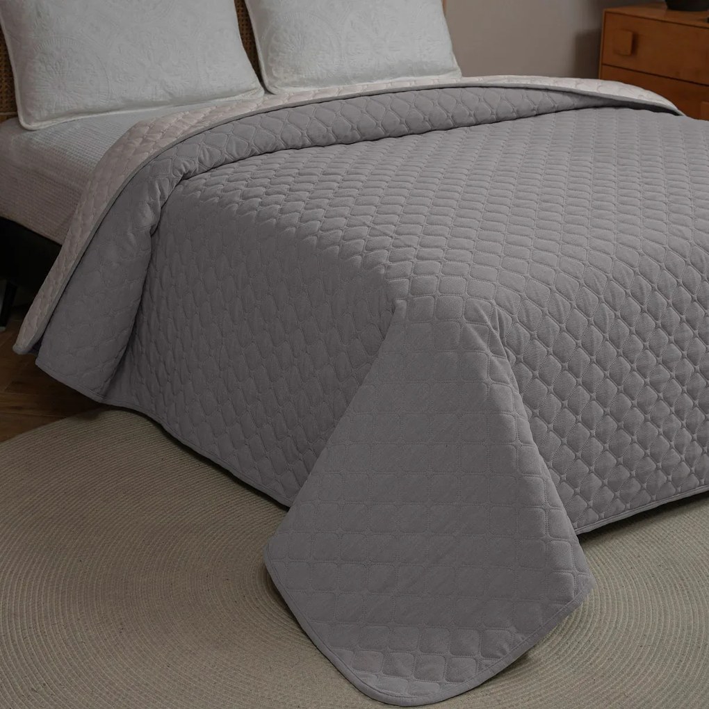 Κουβερλί Υπέρδιπλο (220x240) 2 Όψεων AdamHome Mistral Silver