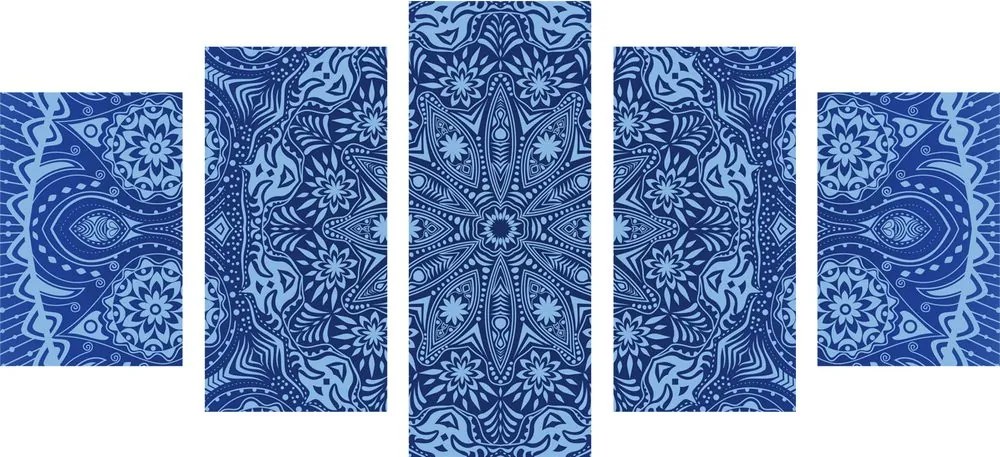 Εικόνα 5 τμημάτων όμορφη Μάνταλα με δαντέλα σε μπλε - 100x50