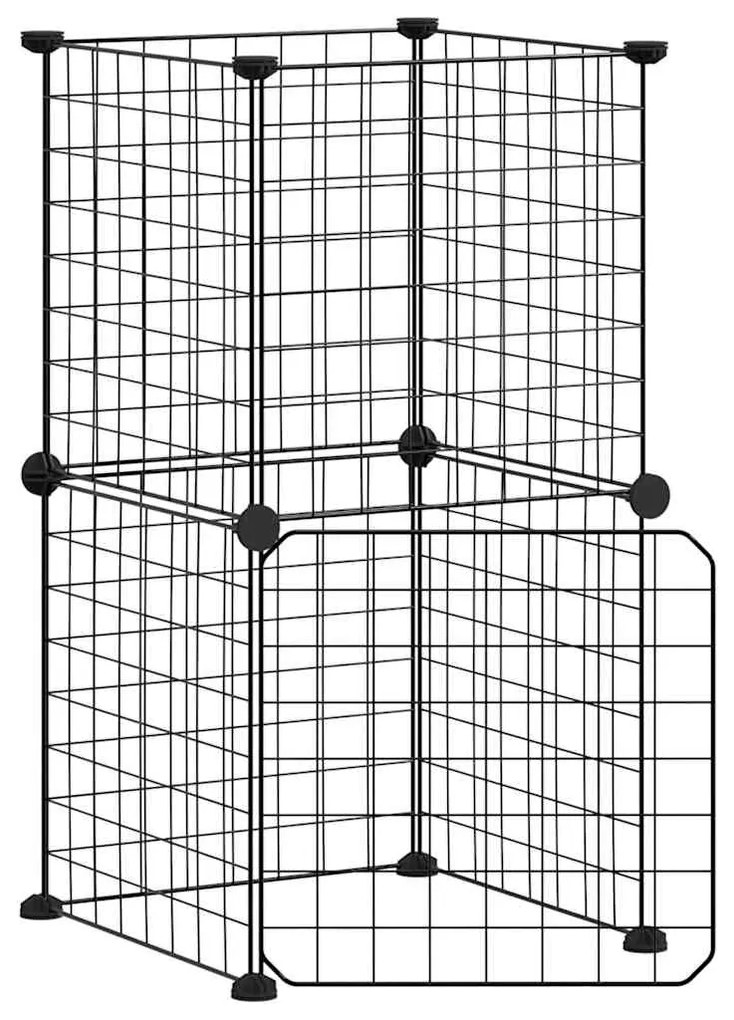 vidaXL Κλουβί Κατοικίδιων με 8 Πάνελ + Πόρτα Μαύρο 35x35 εκ. Ατσάλινο