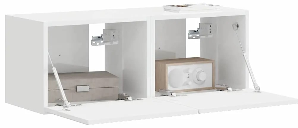 vidaXL Ντουλάπι Τηλεόρασης Τοίχου Επιτοίχιο 2 pcs Λαμπερό Λευκό