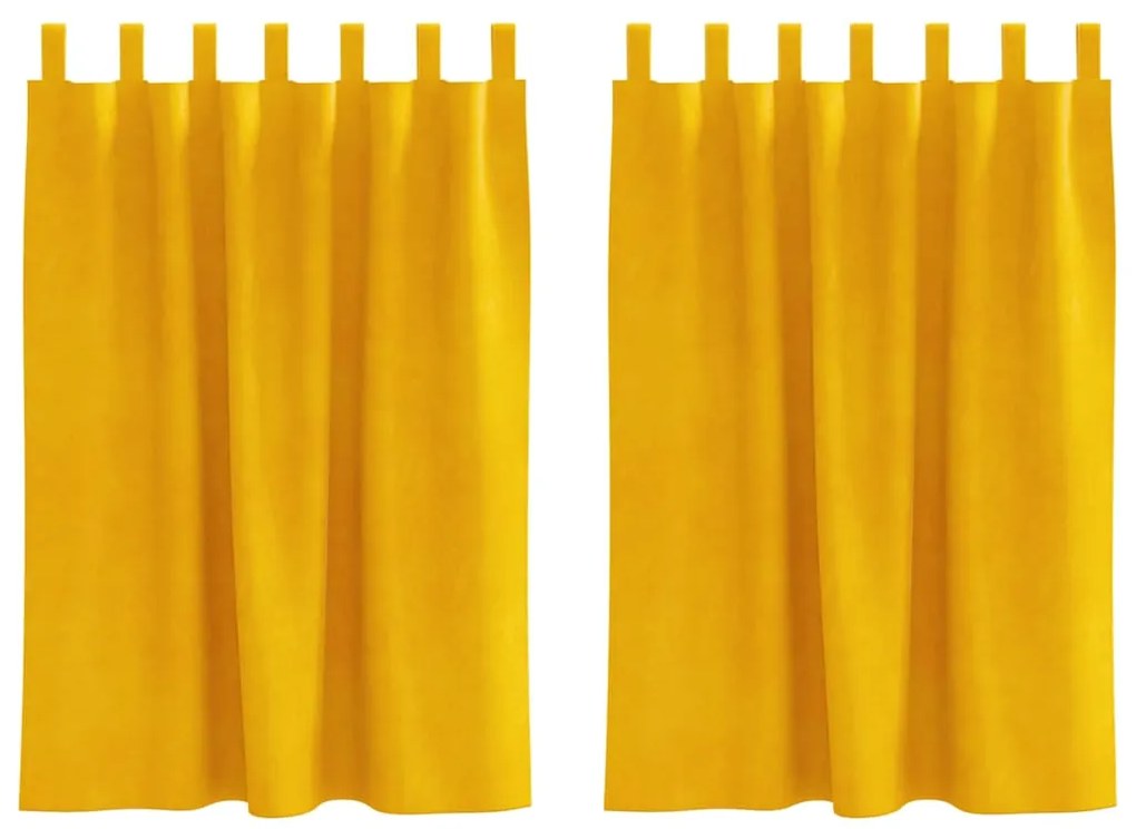 vidaXL Κουρτίνες 2 pcs κίτρινο μουσταρδί 140 x 140 cm Βελούδο