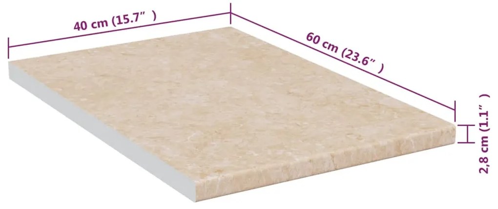 vidaXL Πάγκος Κουζίνας Μπεζ με Υφή Μαρμάρου 40x60x2,8 εκ Μοριοσανίδα