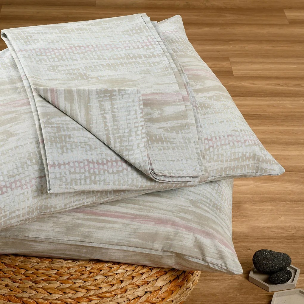 Σεντόνι King Size Με Λάστιχο + Μαξιλαροθήκες Melinen Casual Line Mini Fuji Pastel