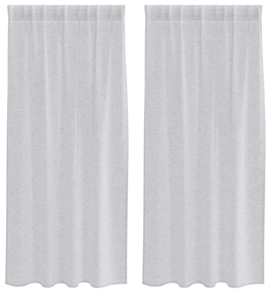 vidaXL Κουρτίνες με κουρτίνες 2 pcs Ανοιχτό γκρι 140x175cm Πολυεστέρας