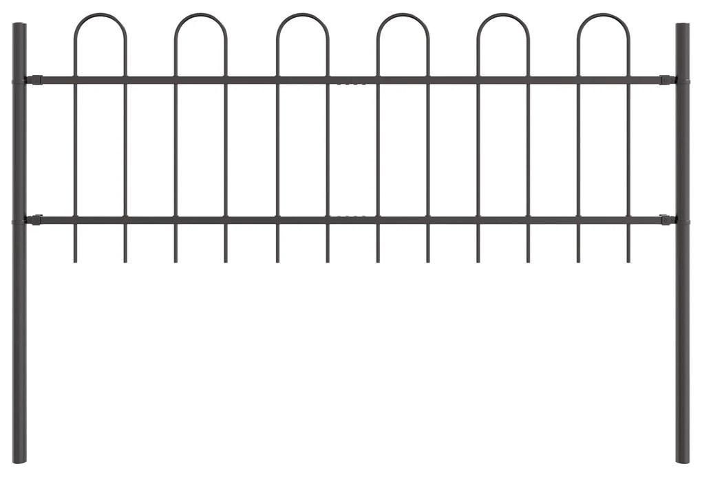 vidaXL Φράχτης Κήπου με Κωνική Κορυφή, Γκρι, 6,8x0,6 μ, Χάλυβας